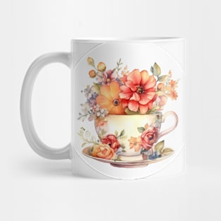 Whimsical Teacup With Flowers Mug